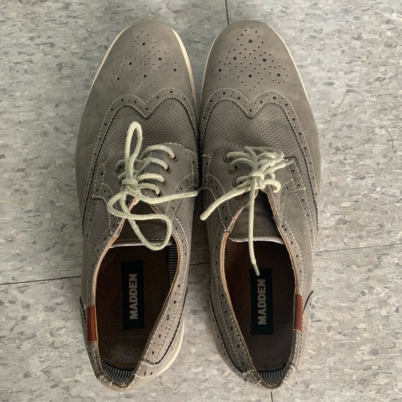 Steve Madden Mens RANNEY Gray Lace Up Wingtip Oxford Sneaker Shoes Size 13 - Picture 9 of 13